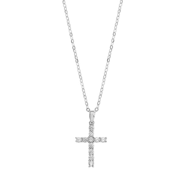 Silverhalsband med kors och zirkonia