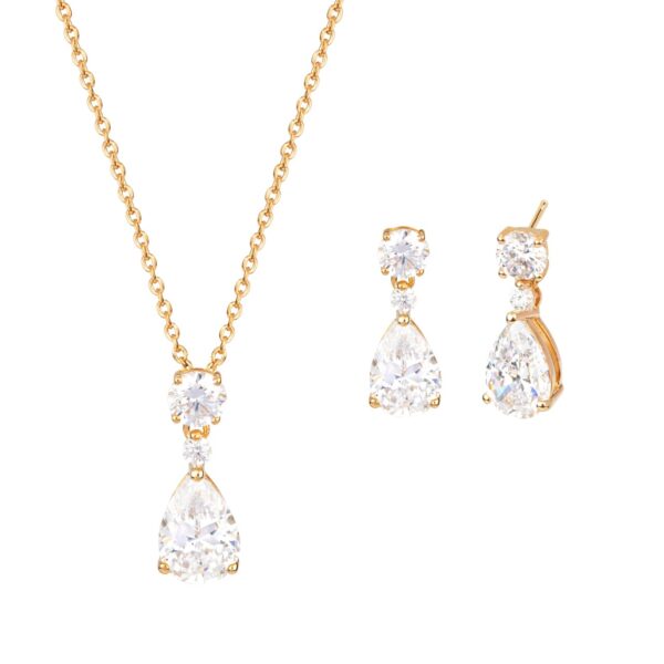 Tear pendant and earrings