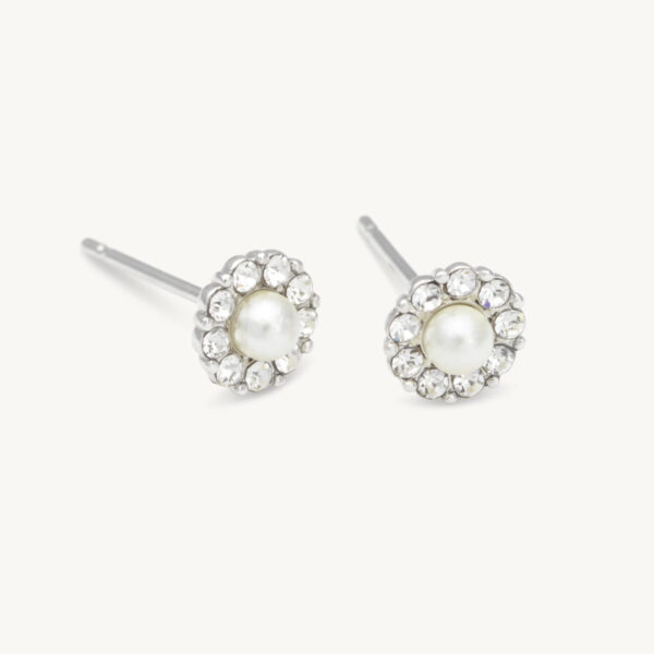 Petite Miss Sofia pearl earrings - Crystal (Silver)