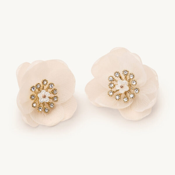 Organza botanical earrings - Ivory