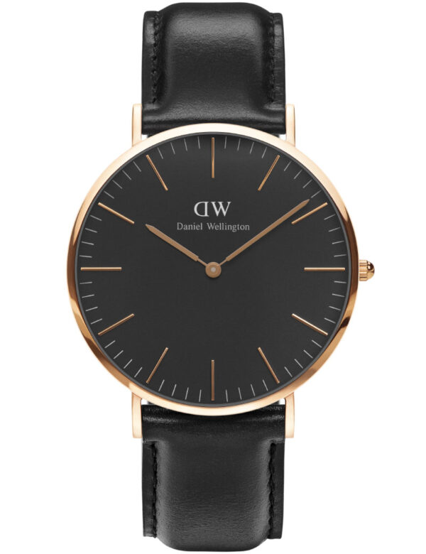 DW UR CLASSIC BLACK SHEFFIELD 40MM ROSE GOLD