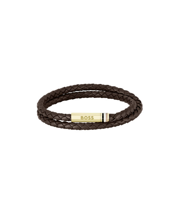 BOSS ARES LEATHER MENS BRACELET